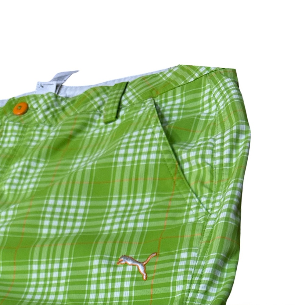 PUMA Green Plaid Golf Shorts Size 36 Men’s Summer Casual Sporty Lightweight NWOT - Picture 3 of 10